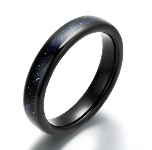 Crushed Sand Stone Tungsten Women's Wedding Band 4MM - Rings By Pristine