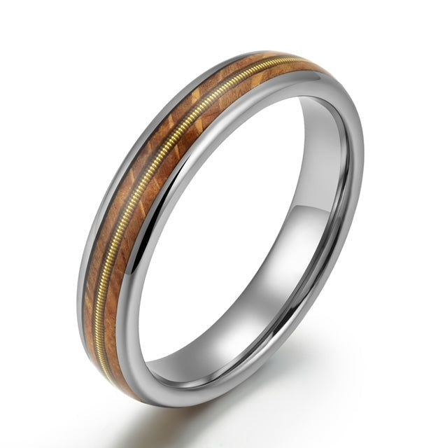 Whiskey Barrel Wood Guitar String Women's Wedding Band 4MM - Rings By Pristine