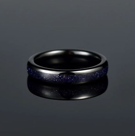 Crushed Sand Stone Tungsten Women's Wedding Band 4MM - Rings By Pristine