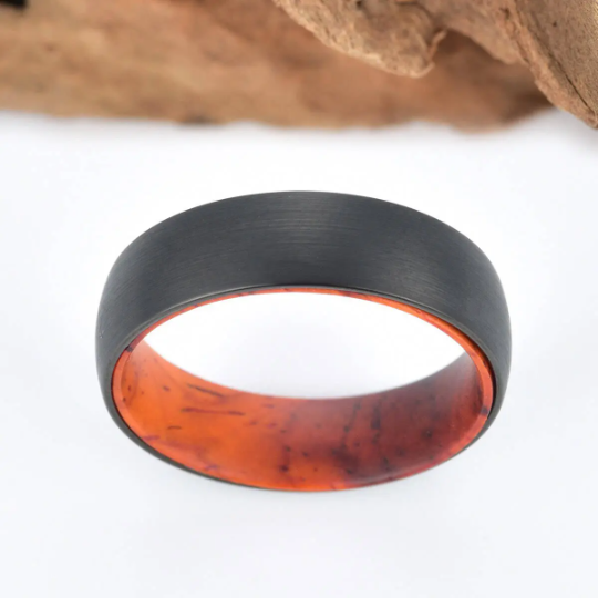 Cocobolo Wood Tungsten Men's Wedding Band 6MM - Rings By Pristine