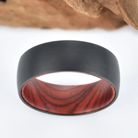Cocobolo Wood Tungsten Men's Wedding Band 8MM - Rings By Pristine