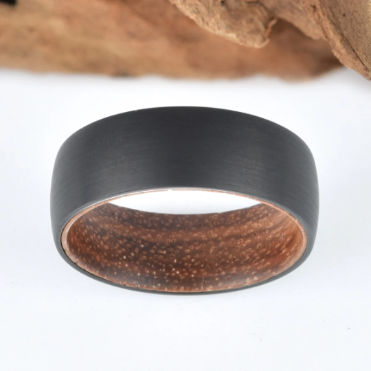 Zebra Wood Tungsten Men's Wedding Band 8MM - Rings By Pristine