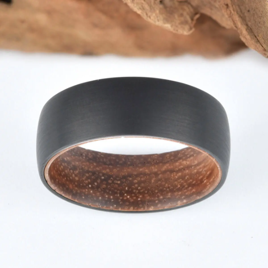 Koa Wood Tungsten Men's Wedding Band 8MM - Rings By Pristine
