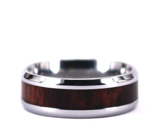 Zebra Wood Titanium Men's Wedding Band 6MM - Rings By Pristine
