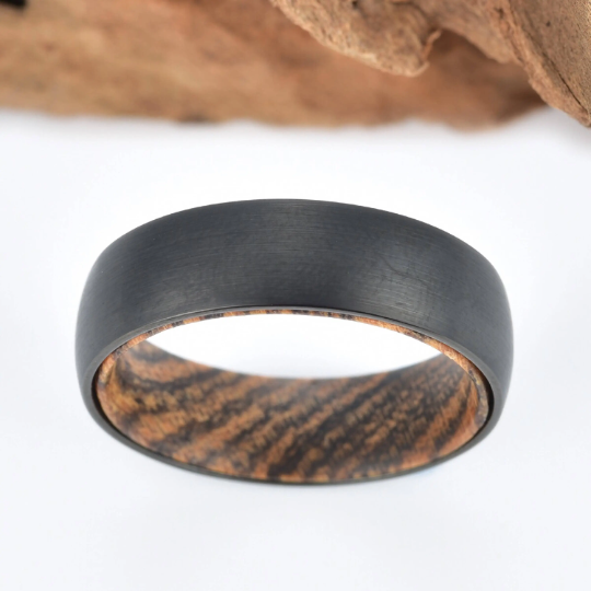 Bocote Wood Tungsten Men's Wedding Band 6MM