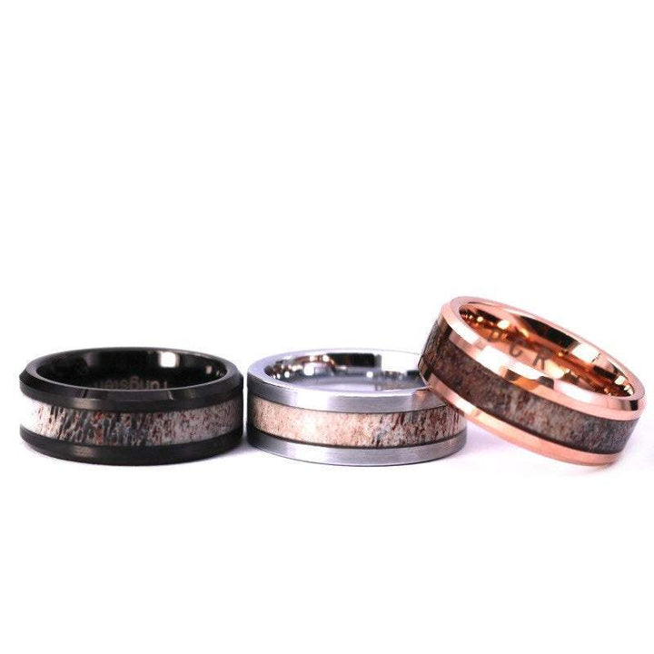 Deer Antler Rose Tungsten Men's Wedding Band 8MM - Rings By Pristine