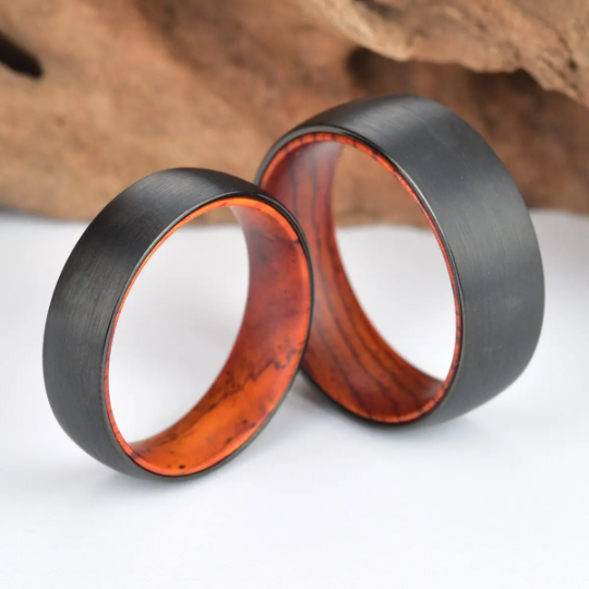 Cocobolo Wood Tungsten Men's Wedding Band 6MM - Rings By Pristine