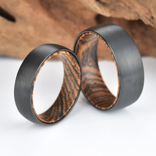 Bocote Wood Tungsten Men's Wedding Band 8MM - Rings By Pristine
