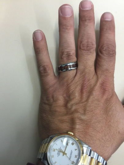 Zebra Wood Titanium Men's Wedding Band 6MM - Rings By Pristine