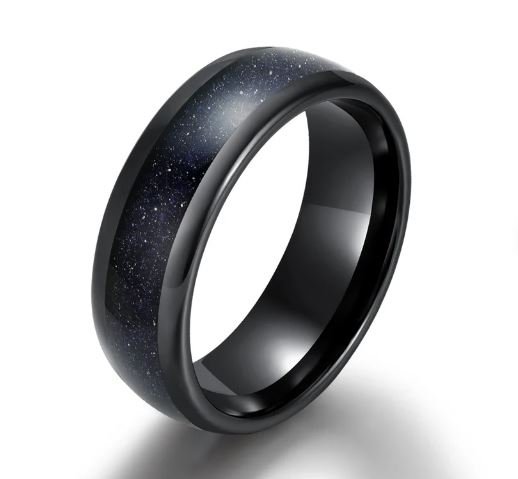 Crushed Sand Stone Tungsten Men's Wedding Band 8MM - Rings By Pristine