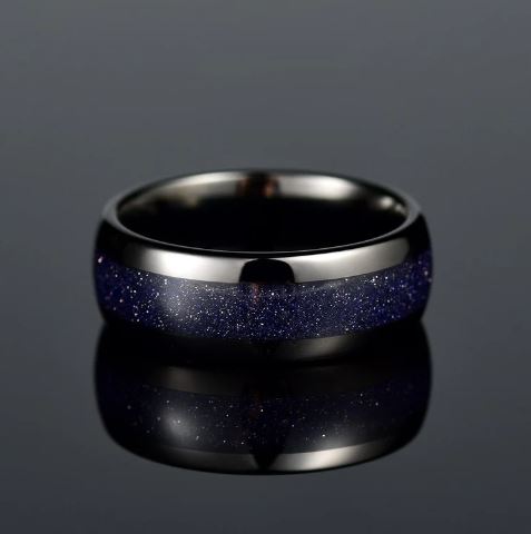 Crushed Sand Stone Tungsten Men's Wedding Band 8MM - Rings By Pristine