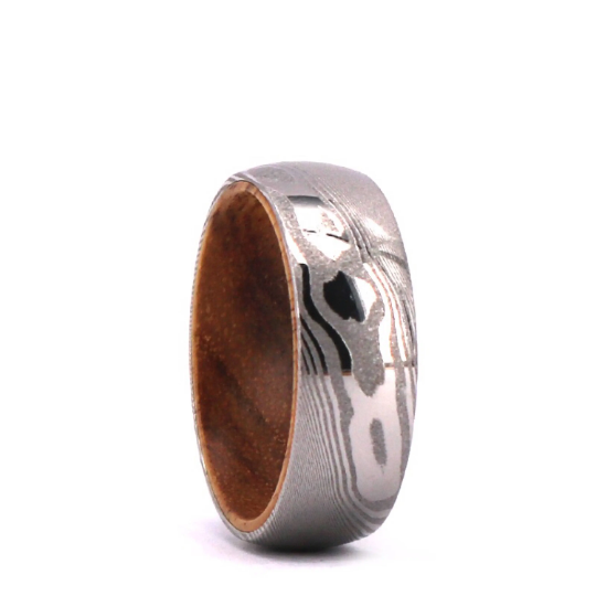 Damascus Koa Wood Men's Wedding Band 8MM - Rings By Pristine
