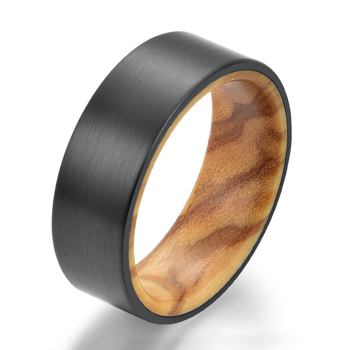 Zirconium Olive Wood Men's Wedding Band 8MM - Rings By Pristine
