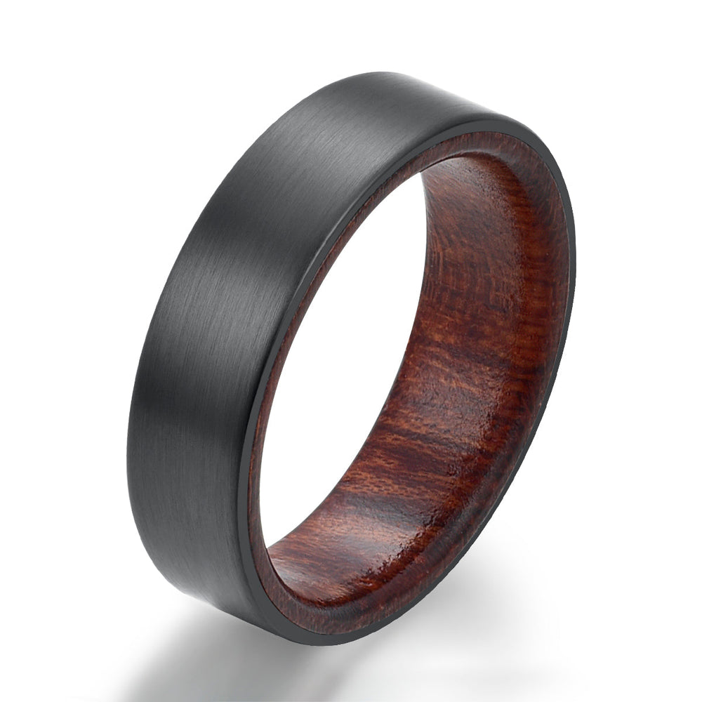 Zirconium Rose Wood Men's Wedding Band 6MM - Rings By Pristine