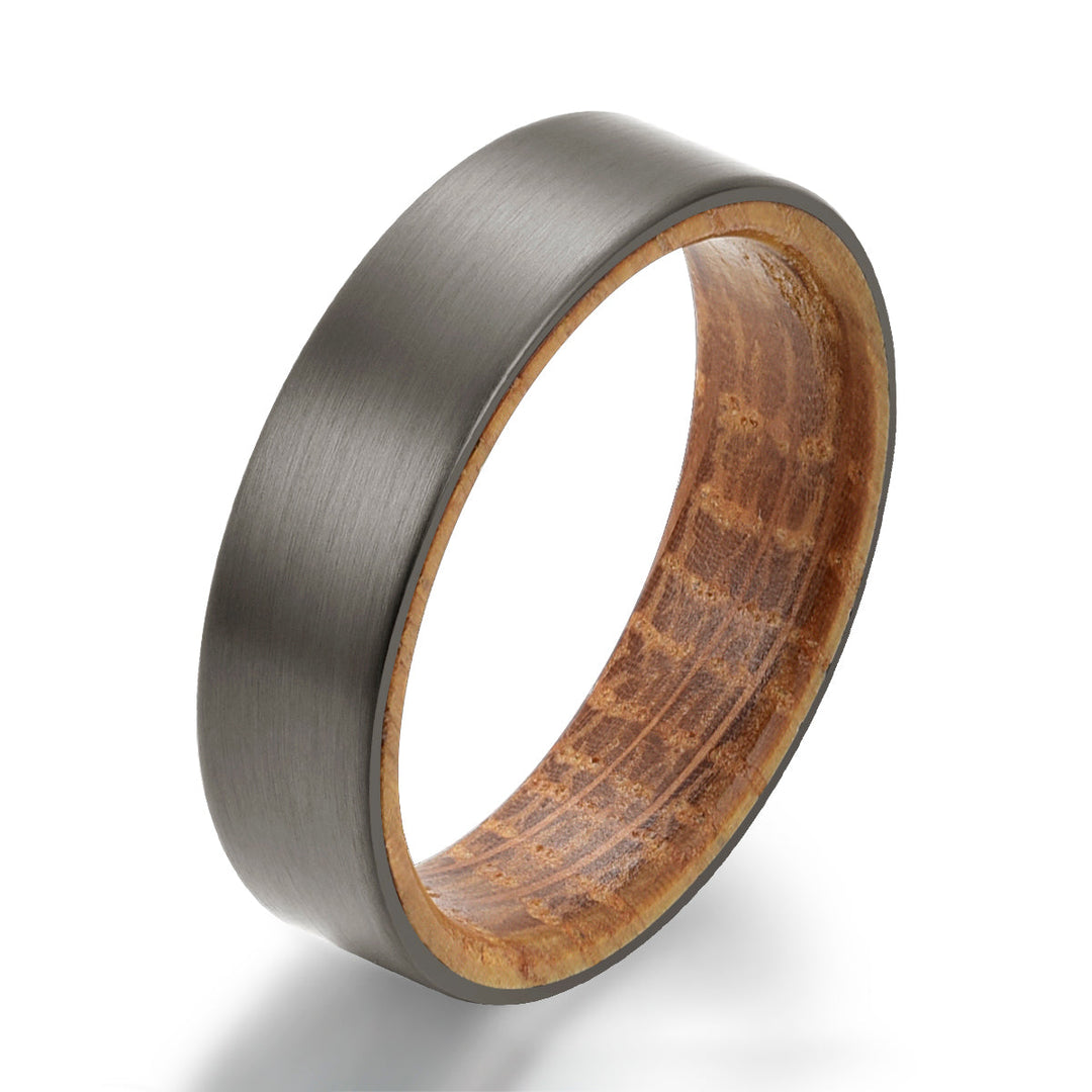 Gun Metal Grey Tungsten Whiskey Barrel Men's Wedding Band 6MM - Rings By Pristine