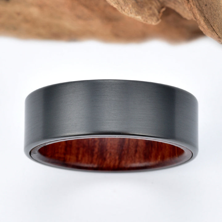 Zirconium Rose Wood Men's Wedding Band 8MM - Rings By Pristine