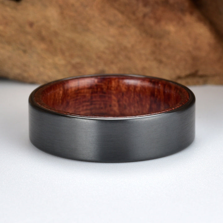 Zirconium Rose Wood Men's Wedding Band 6MM - Rings By Pristine