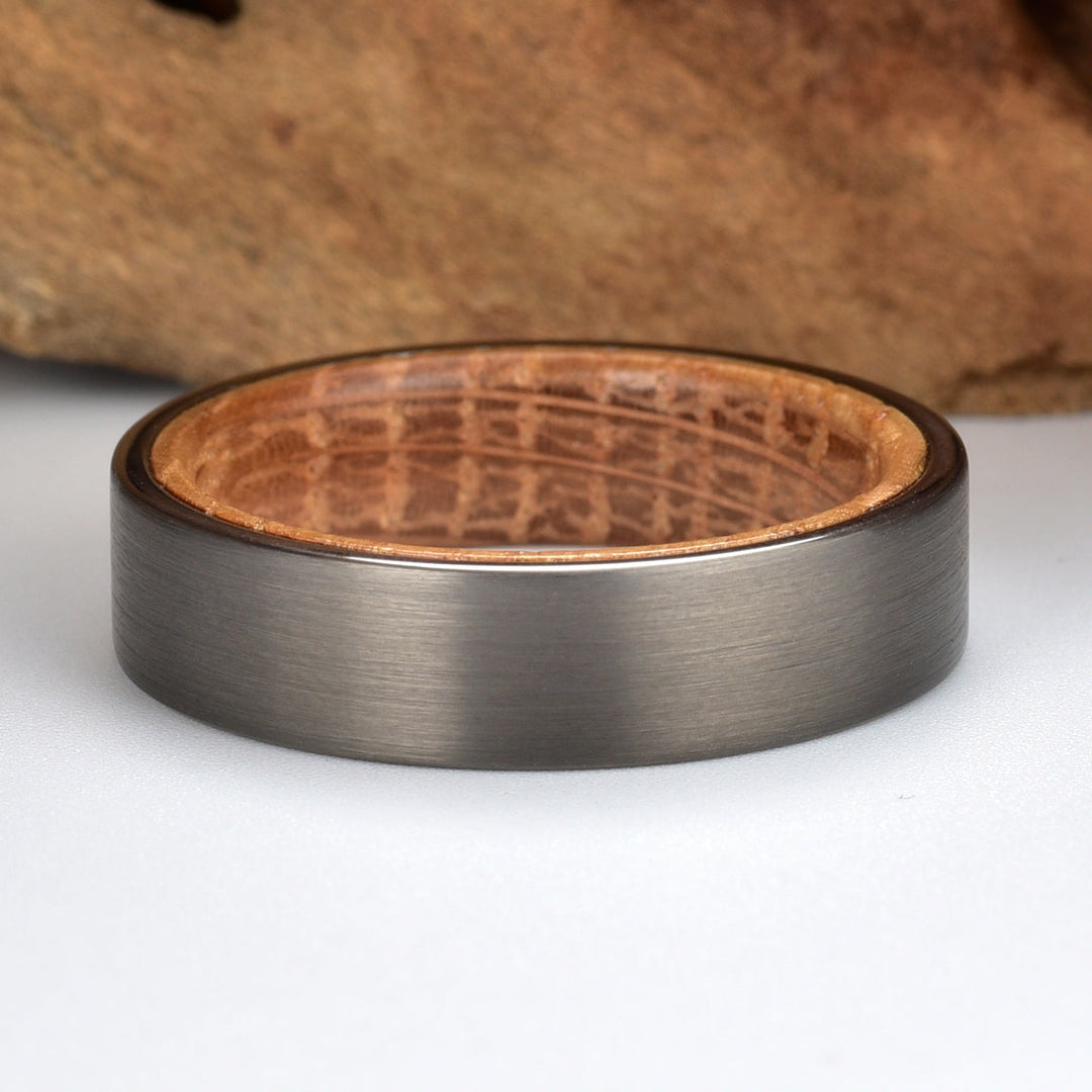 Gun Metal Grey Tungsten Whiskey Barrel Men's Wedding Band 6MM - Rings By Pristine