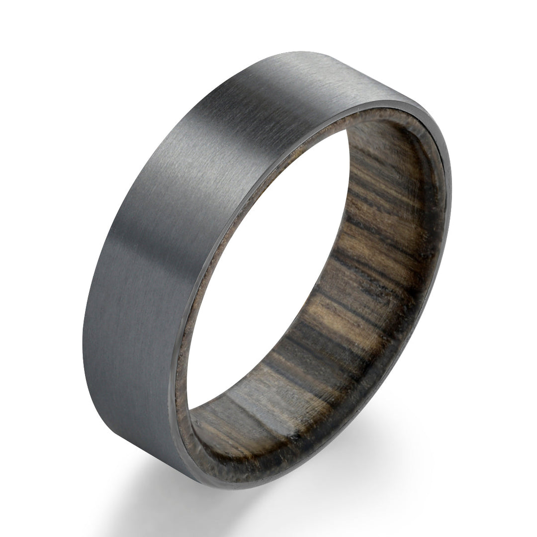 Zirconium Siberian Bog Oak Men's Wedding Band 6MM - Rings By Pristine