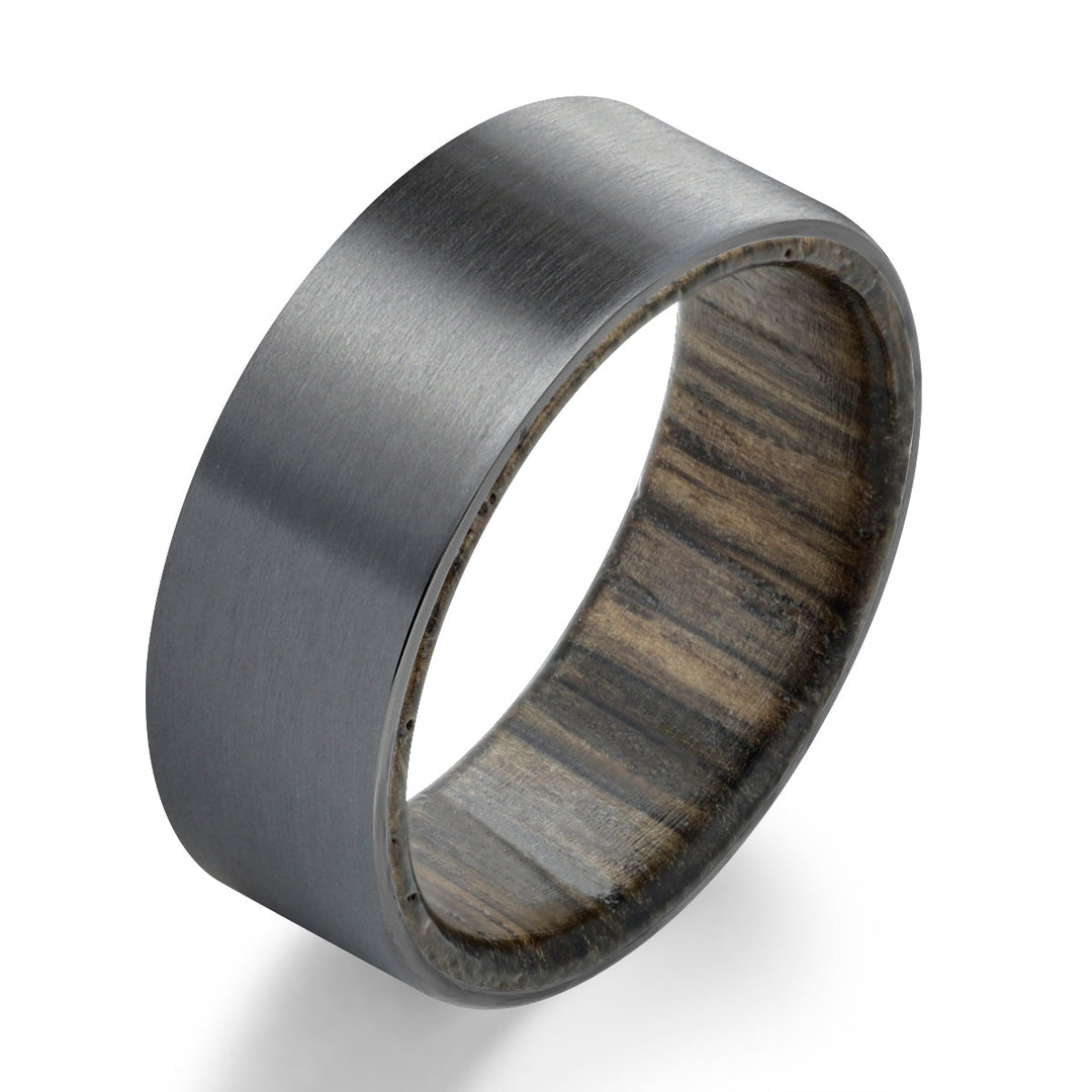 Zirconium Siberian Bog Oak Men's Wedding Band 8MM - Rings By Pristine
