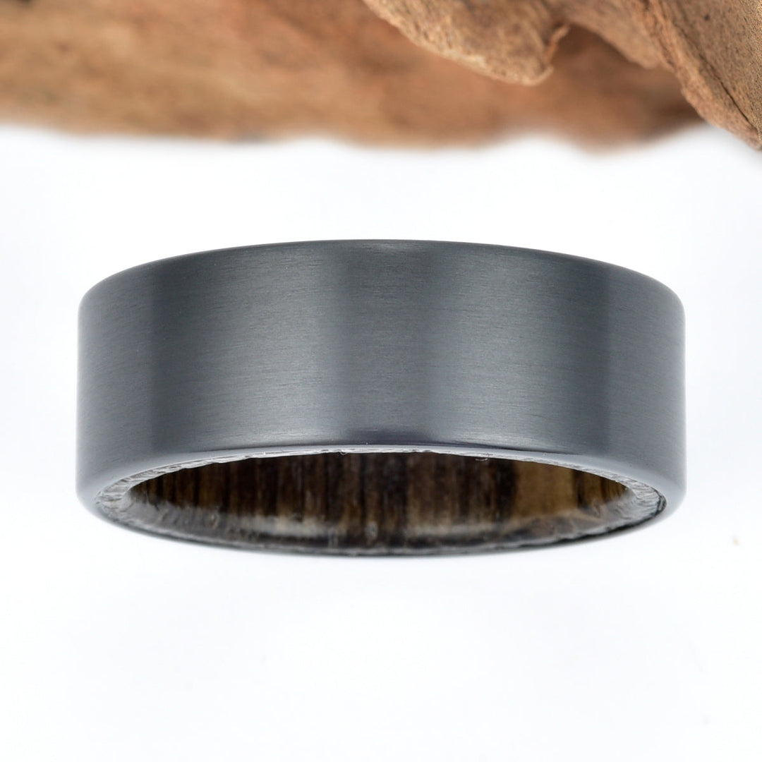 Zirconium Siberian Bog Oak Men's Wedding Band 8MM - Rings By Pristine