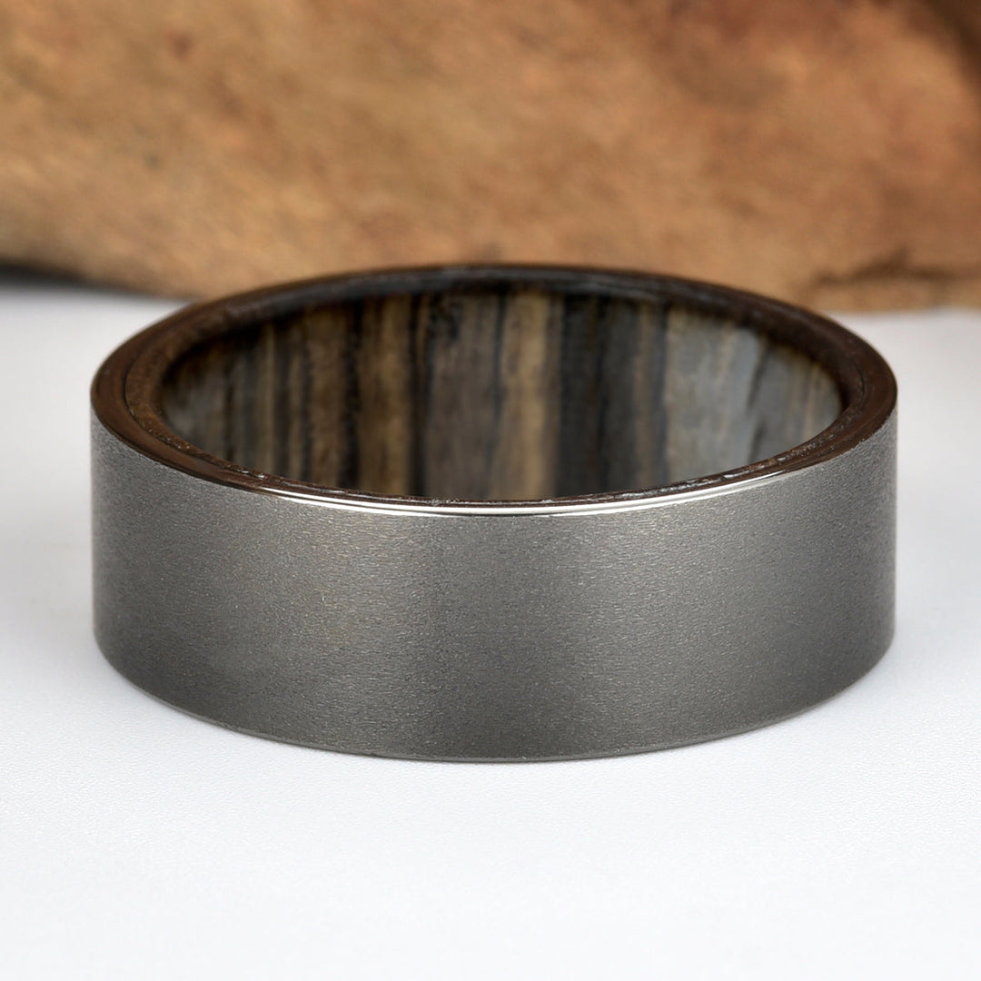 Tungsten Siberian Bog Oak Men's Wedding Band 8MM - Rings By Pristine