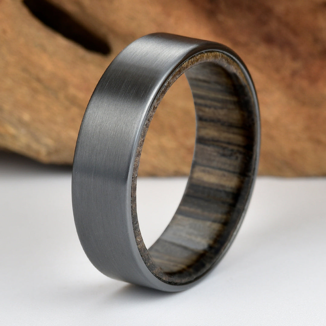 Zirconium Siberian Bog Oak Men's Wedding Band 6MM - Rings By Pristine