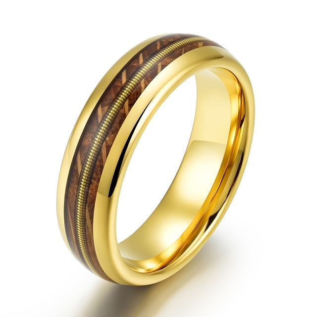 Whiskey Barrel Guitar String Yellow Tungsten Women's Wedding Band 4MM - Rings By Pristine