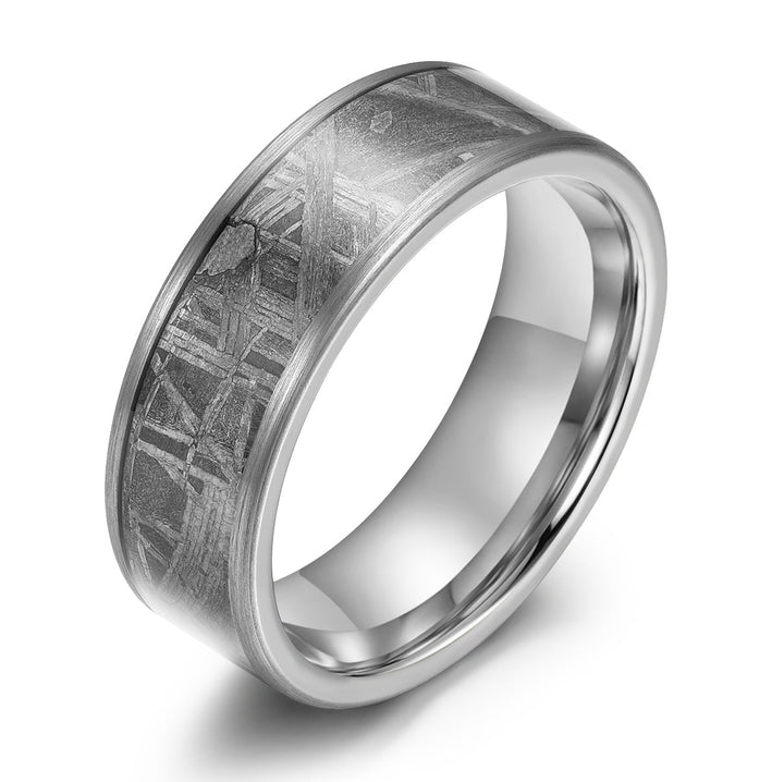 Muonionalusta Meteorite Tungsten Mens Wedding Band 8MM