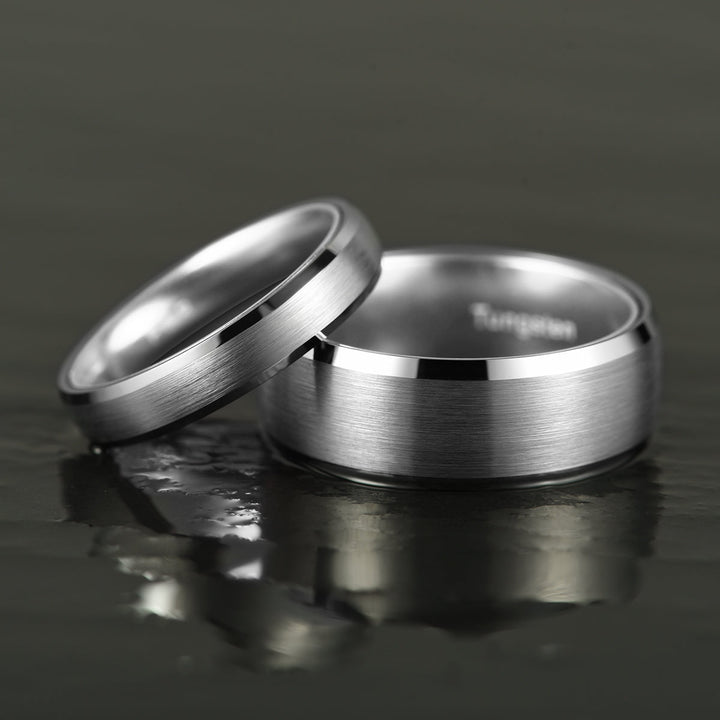 Pristine Passion Silver Interior Silver Tungsten Wedding Band 4MM - Rings By Pristine