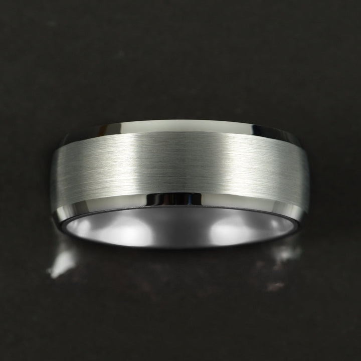 Pristine Passion Silver Interior Silver Tungsten Wedding Band 8MM - Rings By Pristine