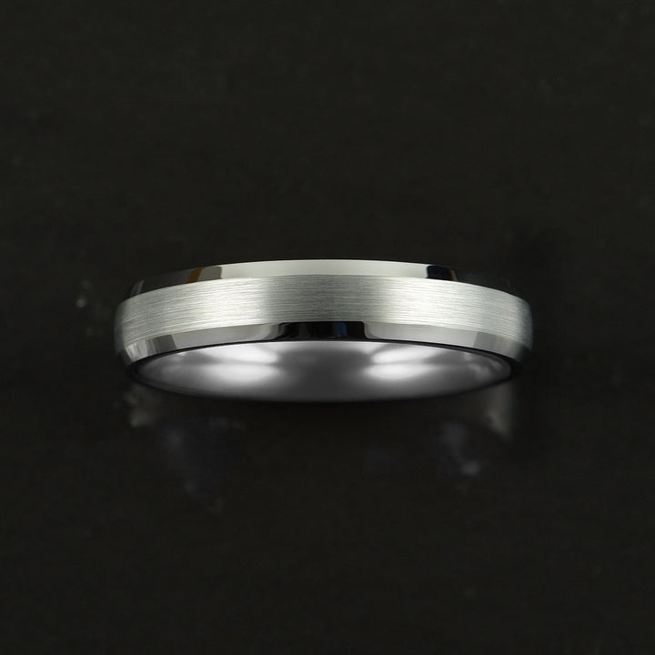 Pristine Passion Silver Interior Silver Tungsten Wedding Band 4MM - Rings By Pristine