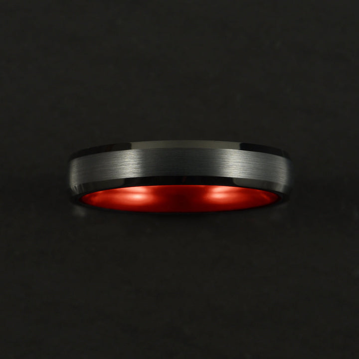 Pristine Passion Red Interior Tungsten Women's Wedding Band 4MM - Rings By Pristine