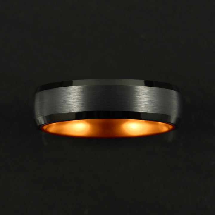 Pristine Passion Orange Interior Tungsten Men's Wedding Band 6MM - Rings By Pristine