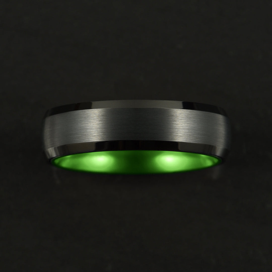 Pristine Passion Green Interior Tungsten Men's Wedding Band 6MM - Rings By Pristine