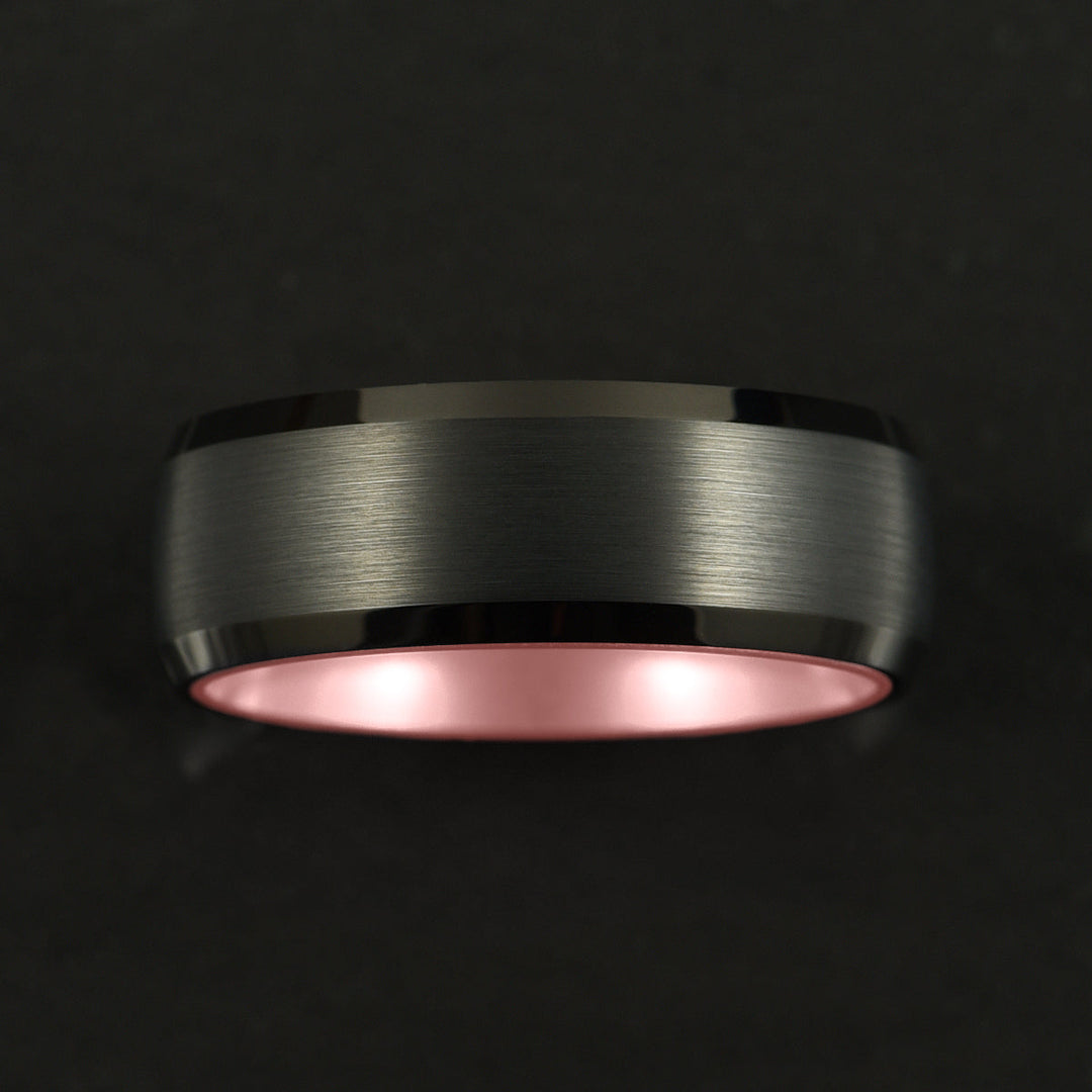 Pristine Passion Rose Interior Tungsten Wedding Band 8MM - Rings By Pristine