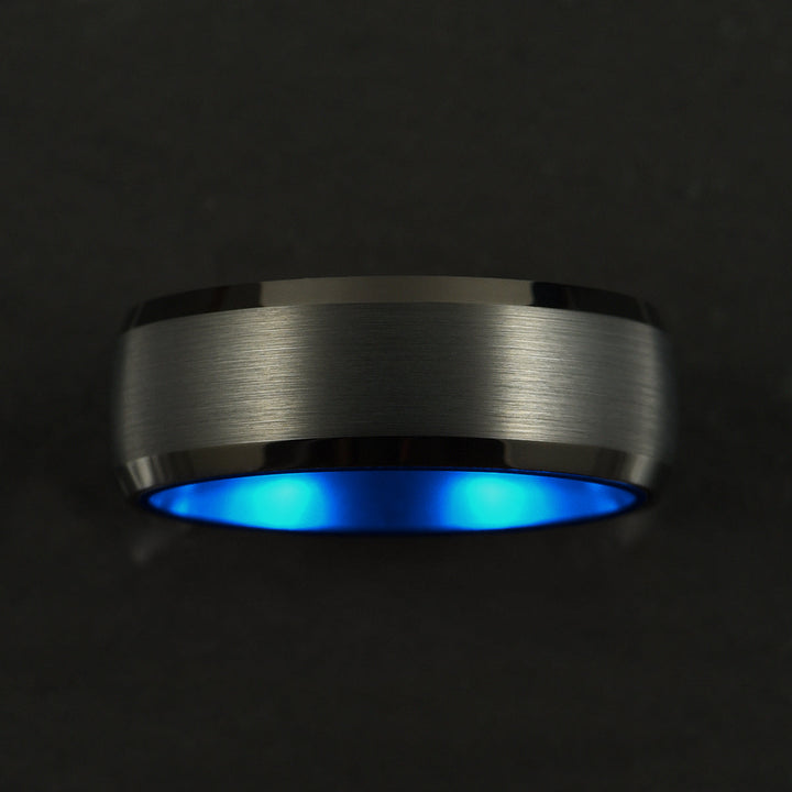 Pristine Passion Blue Interior Tungsten Wedding Band 8MM - Rings By Pristine