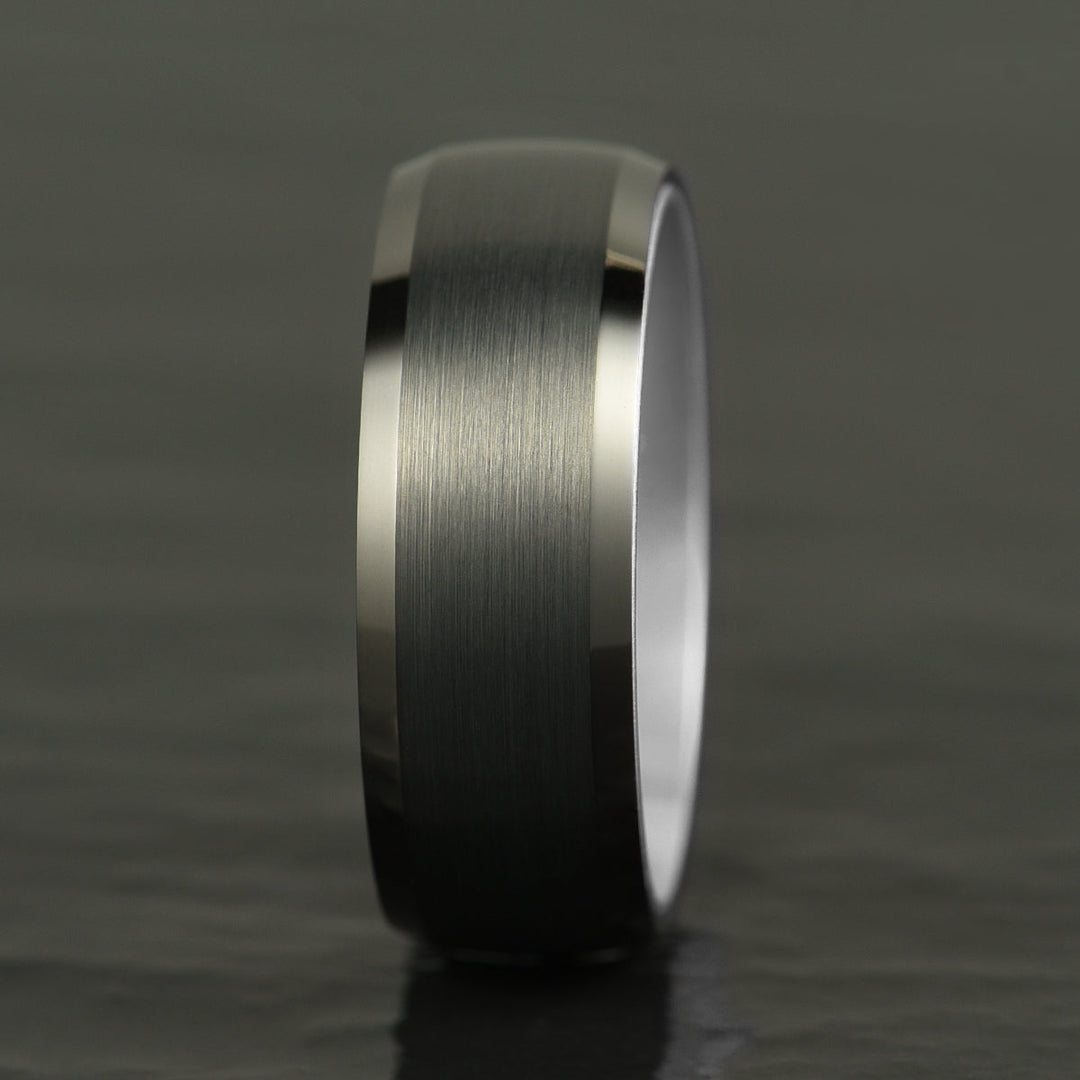 Pristine Passion Silver Interior Tungsten Wedding Band 8MM - Rings By Pristine