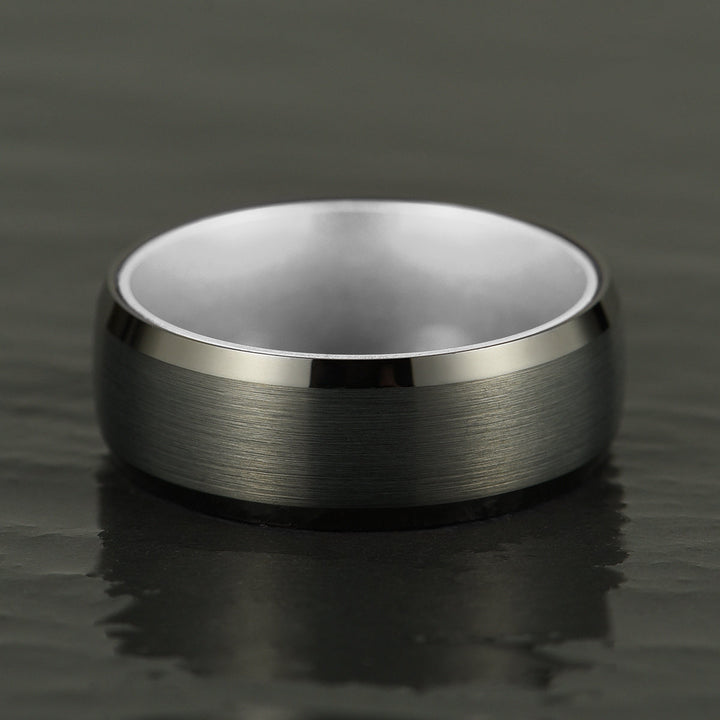 Pristine Passion Silver Interior Tungsten Wedding Band 8MM - Rings By Pristine