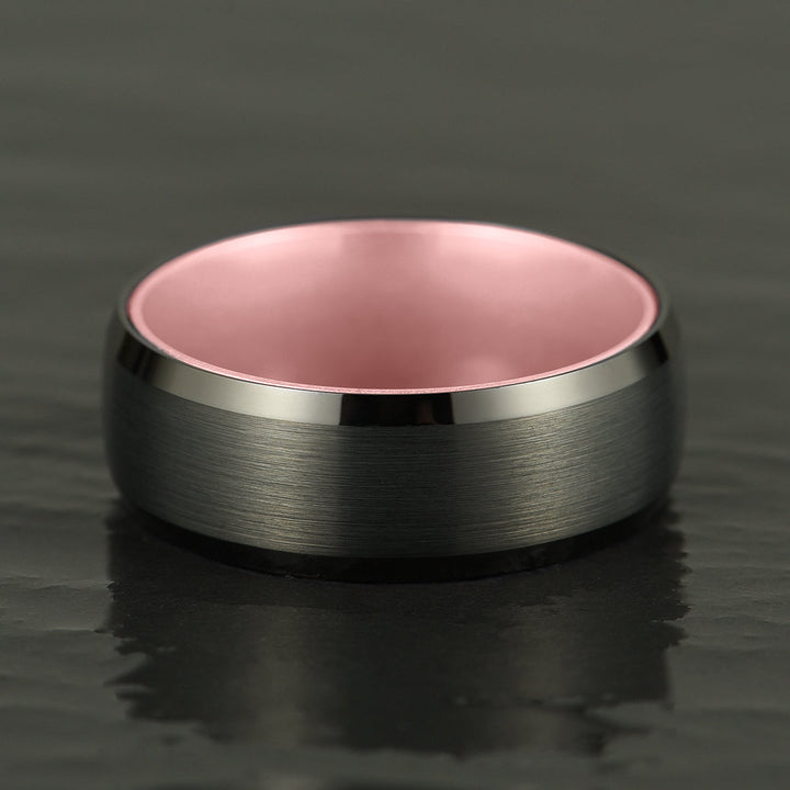 Pristine Passion Rose Interior Tungsten Wedding Band 8MM - Rings By Pristine