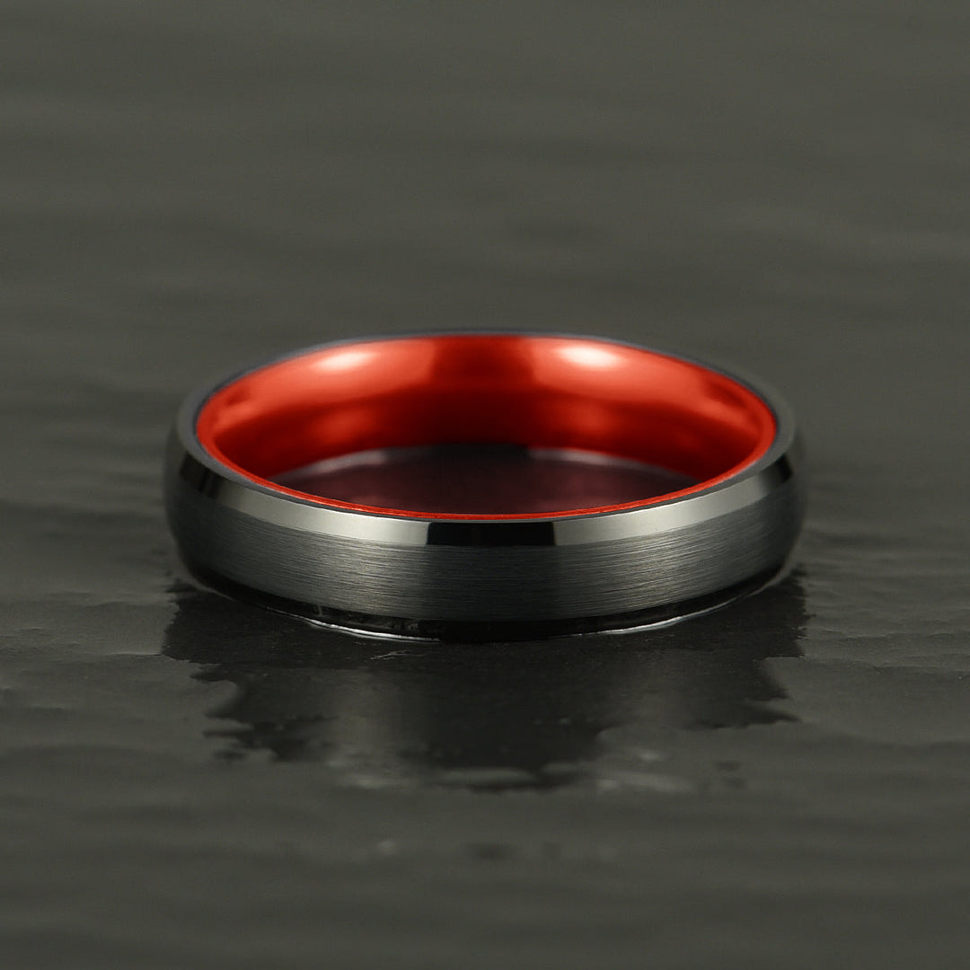 Pristine Passion Red Interior Tungsten Women's Wedding Band 4MM - Rings By Pristine