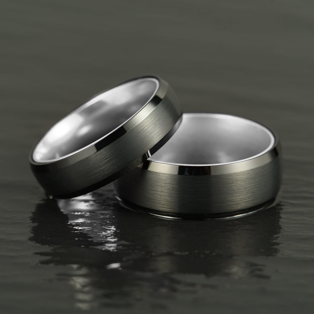 Pristine Passion Silver Interior Tungsten Wedding Band 8MM - Rings By Pristine