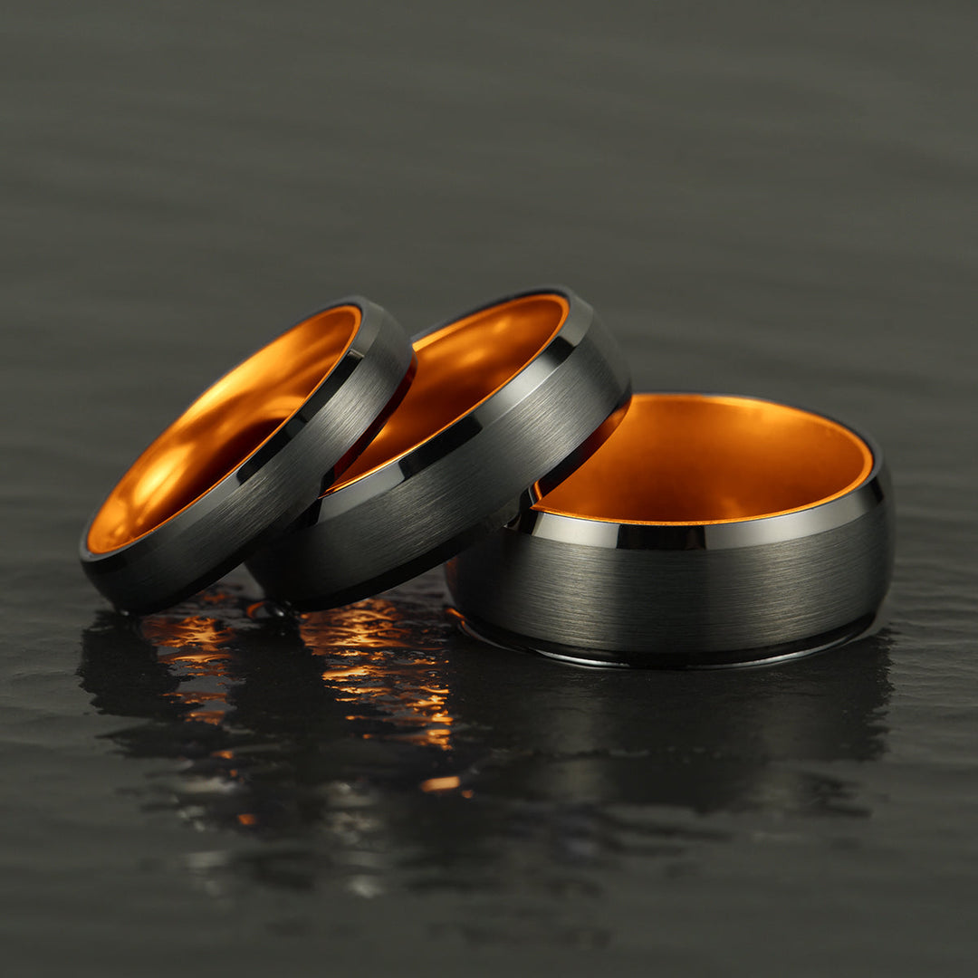 Pristine Passion Orange Interior Tungsten Men's Wedding Band 6MM - Rings By Pristine