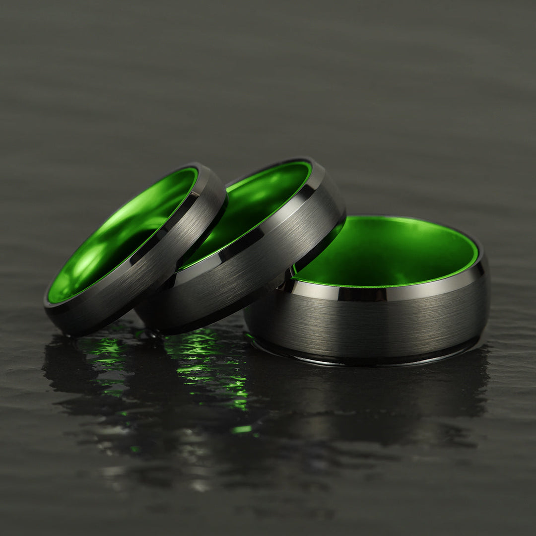 Pristine Passion Green Interior Tungsten Men's Wedding Band 6MM - Rings By Pristine