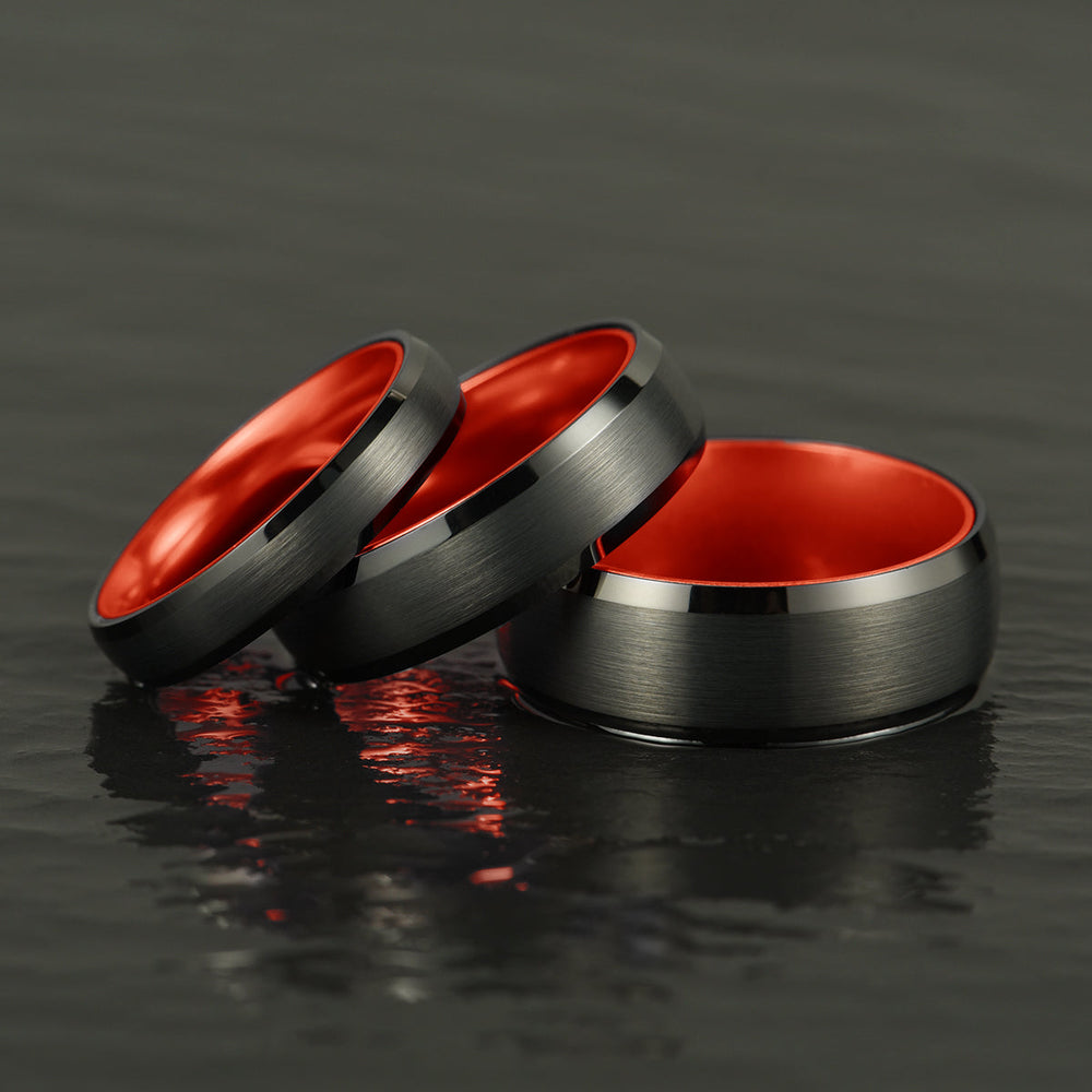 Pristine Passion Red Interior Tungsten Men's Wedding Band 6MM - Rings By Pristine