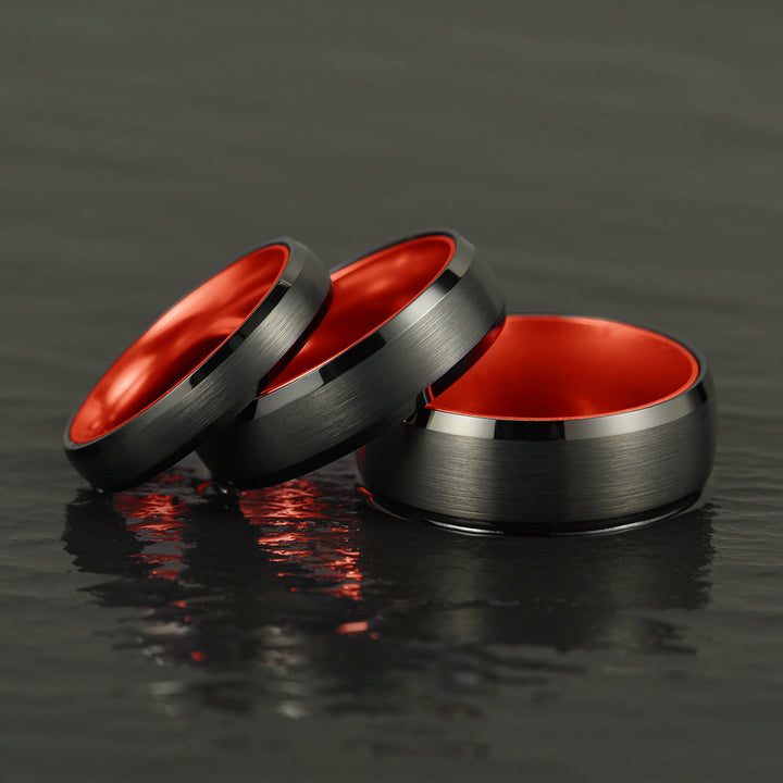 Pristine Passion Red Interior Tungsten Men's Wedding Band 6MM - Rings By Pristine