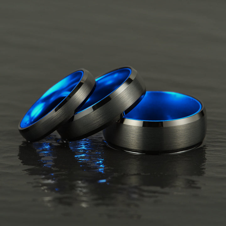 Pristine Passion Blue Interior Tungsten Wedding Band 8MM - Rings By Pristine