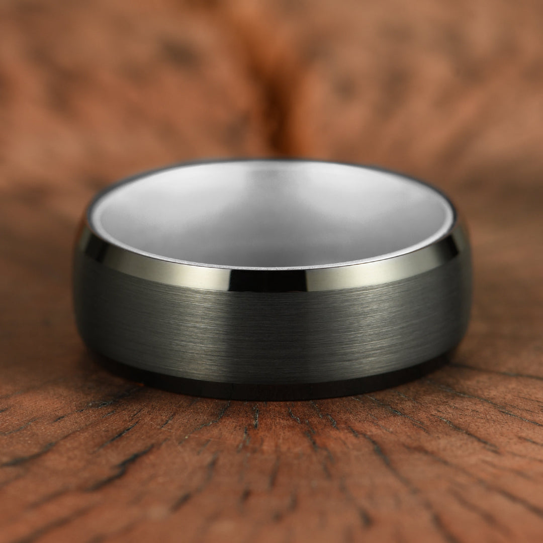 Pristine Passion Silver Interior Tungsten Wedding Band 8MM - Rings By Pristine