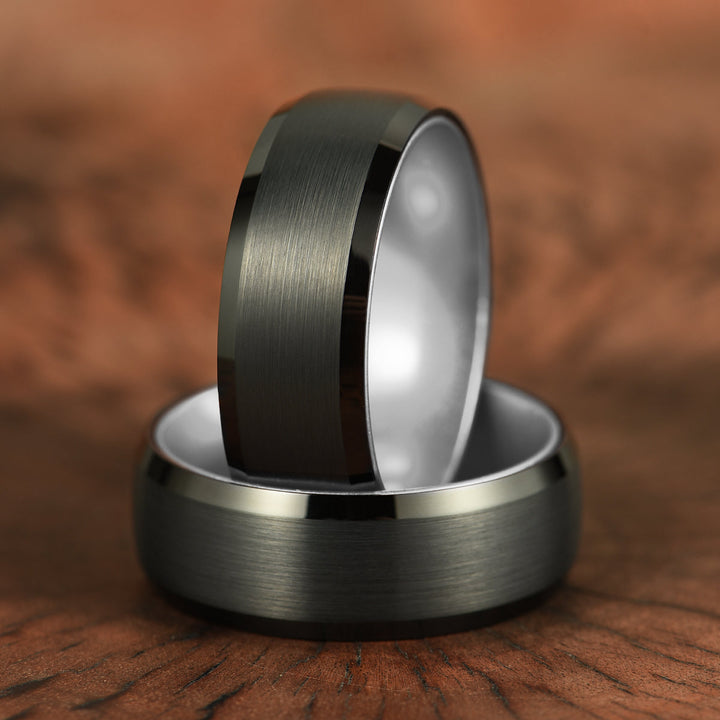 Pristine Passion Silver Interior Tungsten Wedding Band 8MM - Rings By Pristine