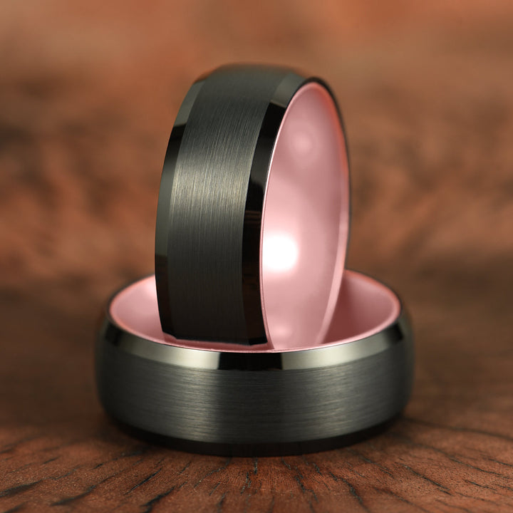 Pristine Passion Rose Interior Tungsten Wedding Band 8MM - Rings By Pristine